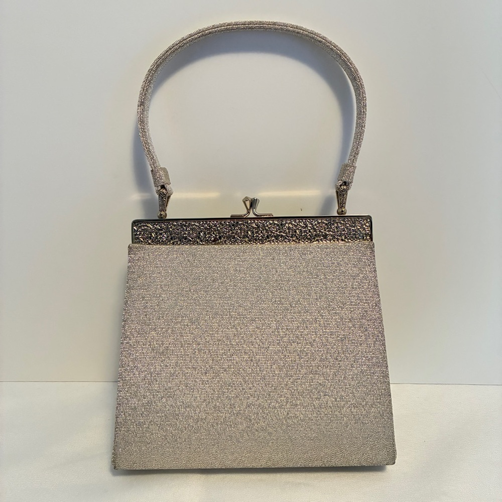 Vintage Japanese Silver Evening Bag Handbag Purse With Mirror New In Box
